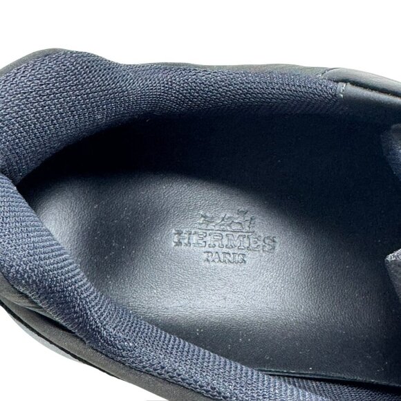 Hermès Impulse Leather Sneakers Womens size 38.5 black white shoes - Picture 13 of 13